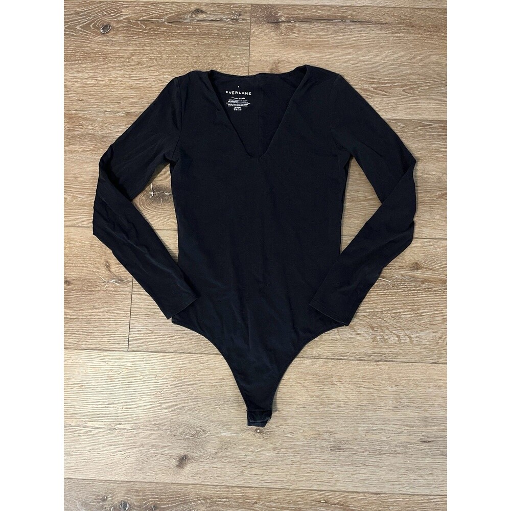 Everlane Womens Black Long Sleeve Body Suite Size Small
